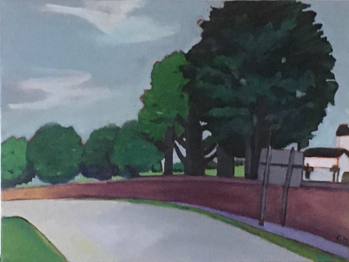 Impressionistic Landscape Acrylic Painting By Chihiro Kinjo, 16 X 12, Woodditton Road 1, Original Artwork