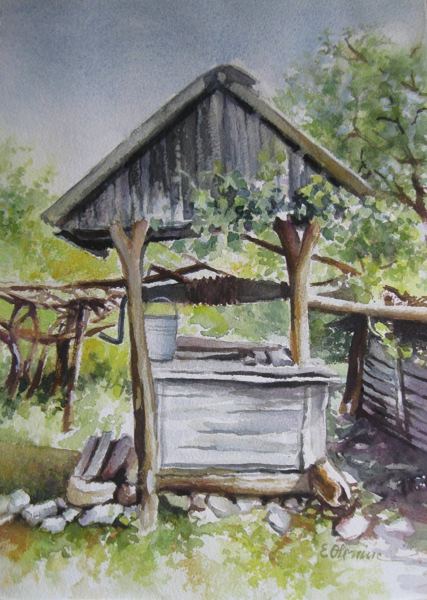 Impressionistic Cityscapes Watercolour By Elena Oleniuc, 11 X 15, An Old Fountain, Original Artwork