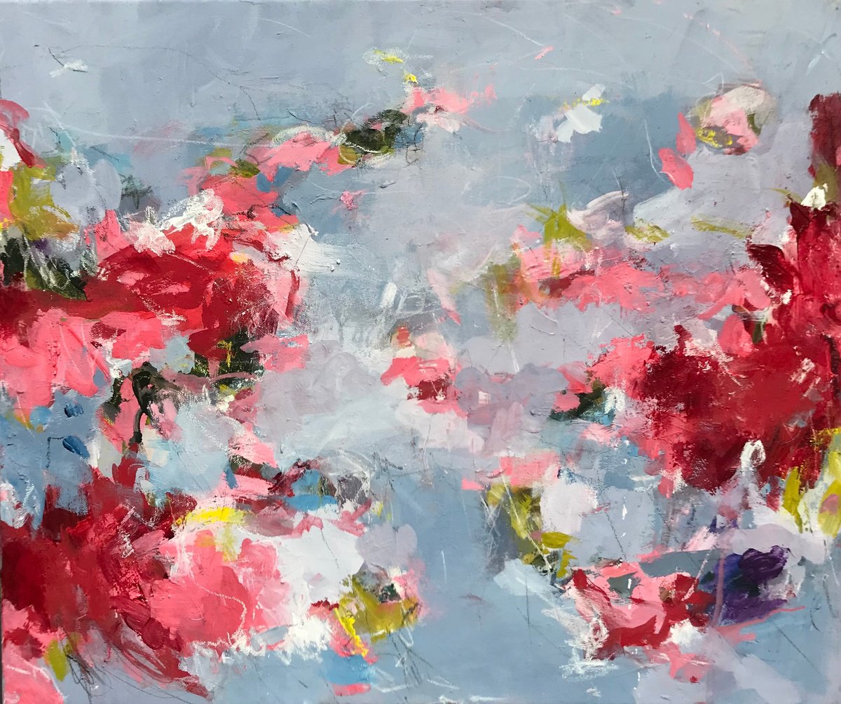 Abstract Botanical Painting By Angela Dierks, 25 X 21, Tiny Pleasures Ii, Original Artwork