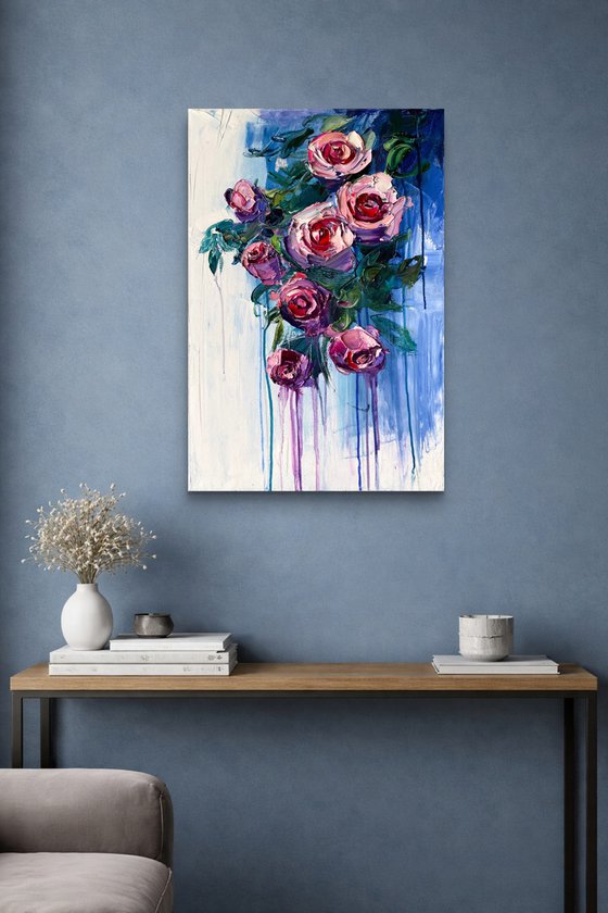 Flowing Roses in Blue