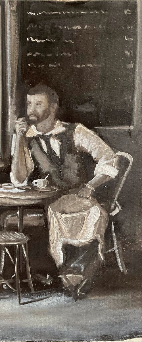 Waiter in cafe on a break by Dmitry Fedorov
