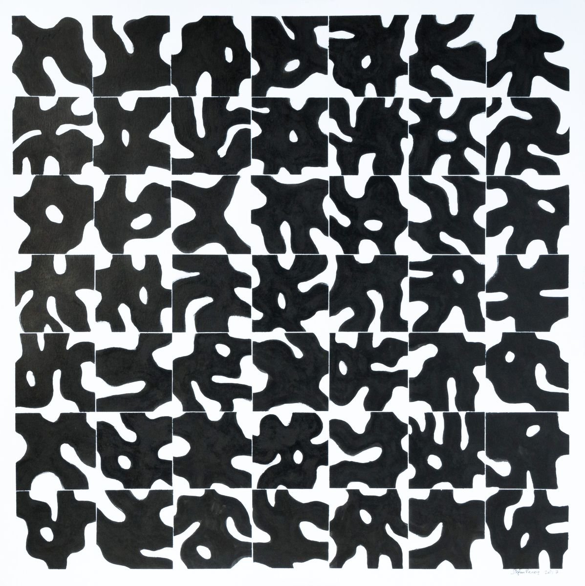 Abstract Ink Drawing By Stefan Fierros, 20 X 20", Progressive Abstractions - 2, Original Artwork