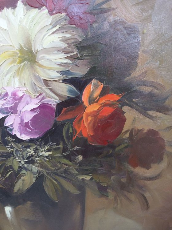 Peonies(90x70cm, oil painting, ready to hang)