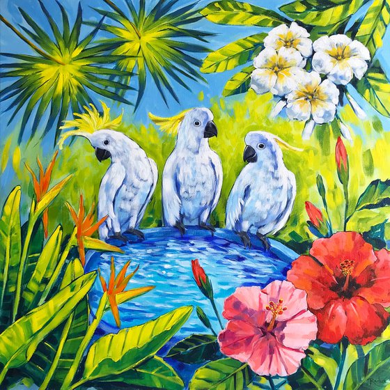 Oasis - Australian Landscape with Cockatoos