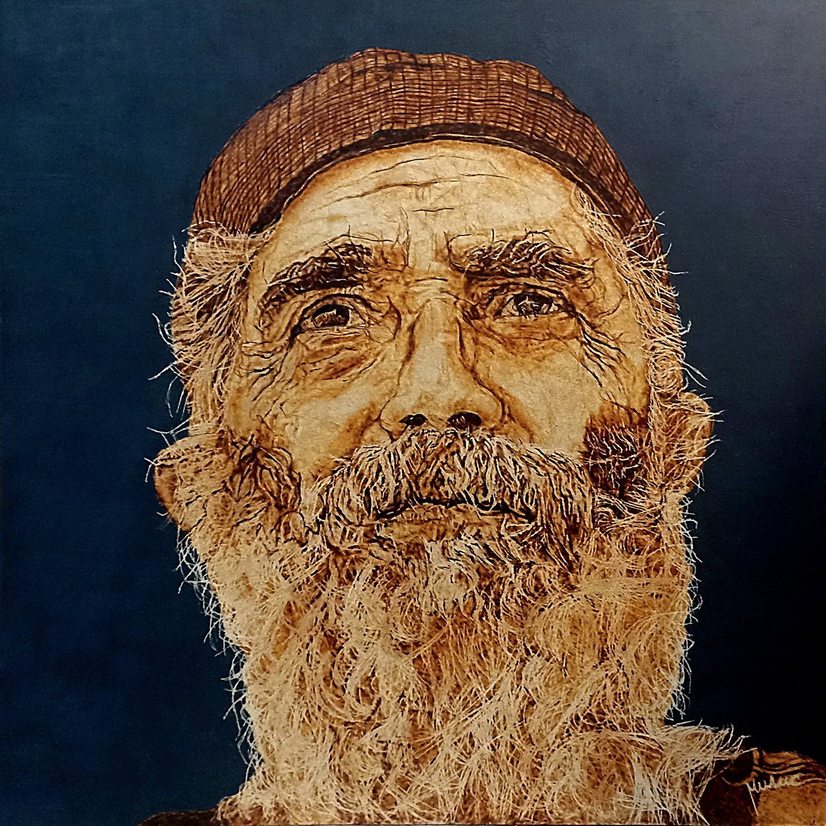 Expressive Painting , Saint Paisios Of Mount Athos By Milis Pyrography, 24 X 24, Artwork For Sale On Artfinder