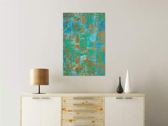 Blue Teal Gold Abstract