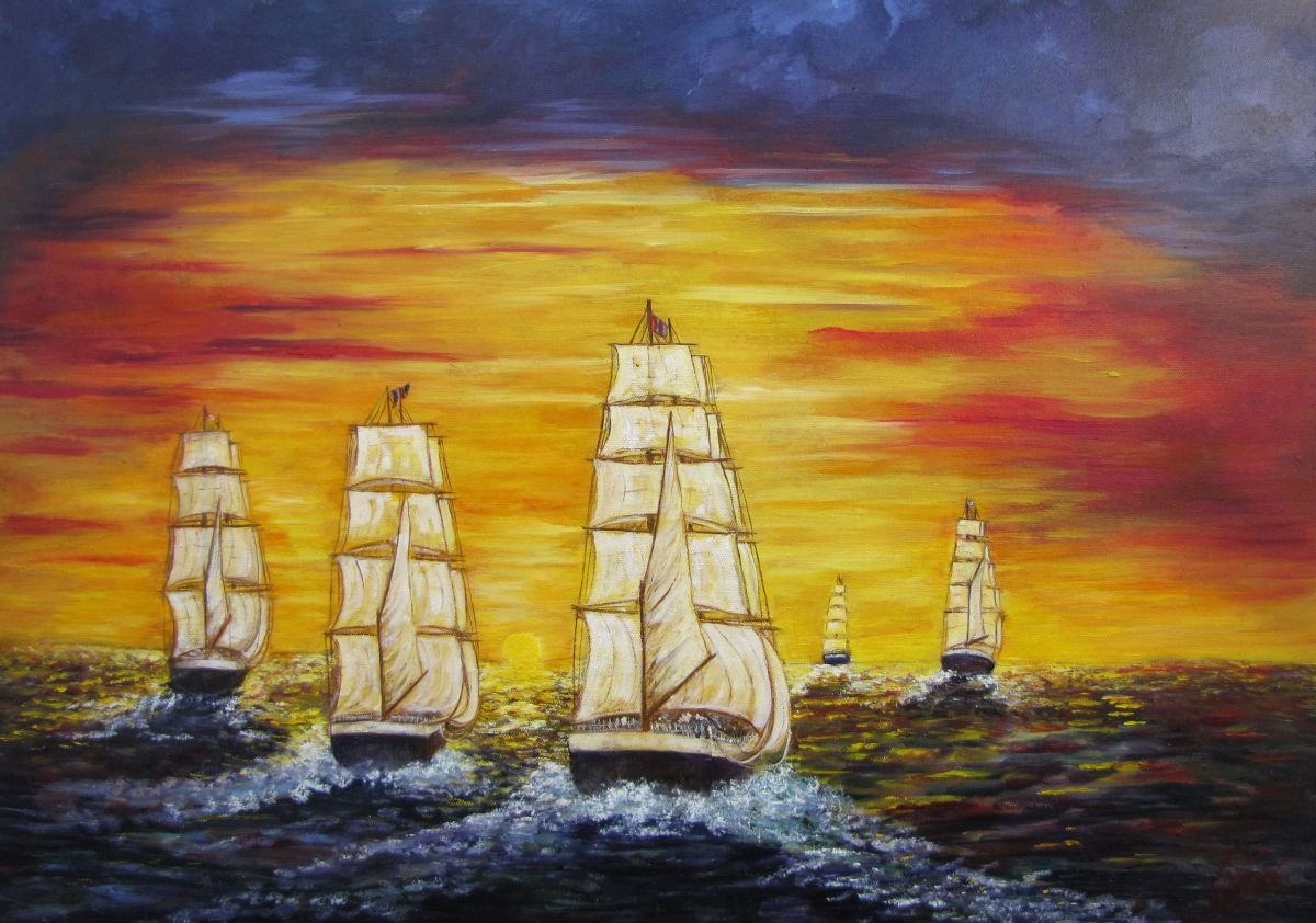 Tall Ships 4 by Christine Gaut