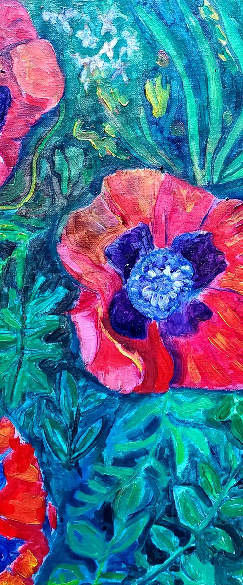 Red Poppies original oil painting by Lydia Knox