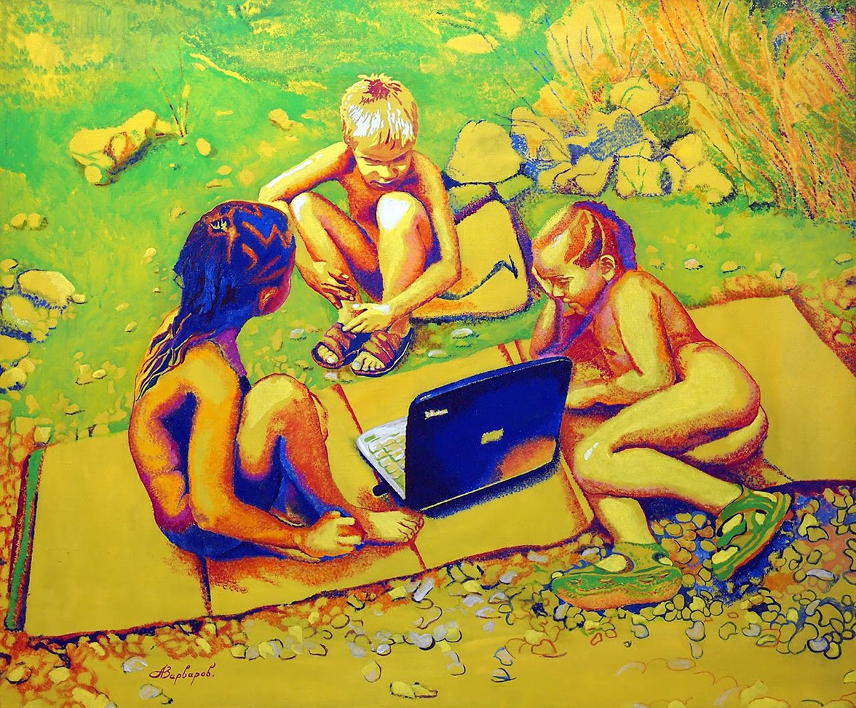 Impressionistic Portrait Oil Painting By Anatolii Varvarov, 51 X 43, Weekend, Original Artwork