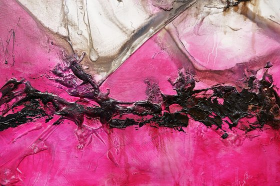 Pink and Grunge 270cm x 120cm Textured Abstract Art