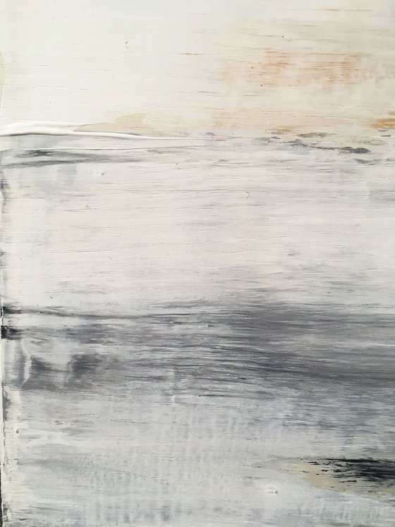 "Whisper" - Original PMS Abstract Acrylic Painting On Reclaimed Wood - 14" x 13.5"