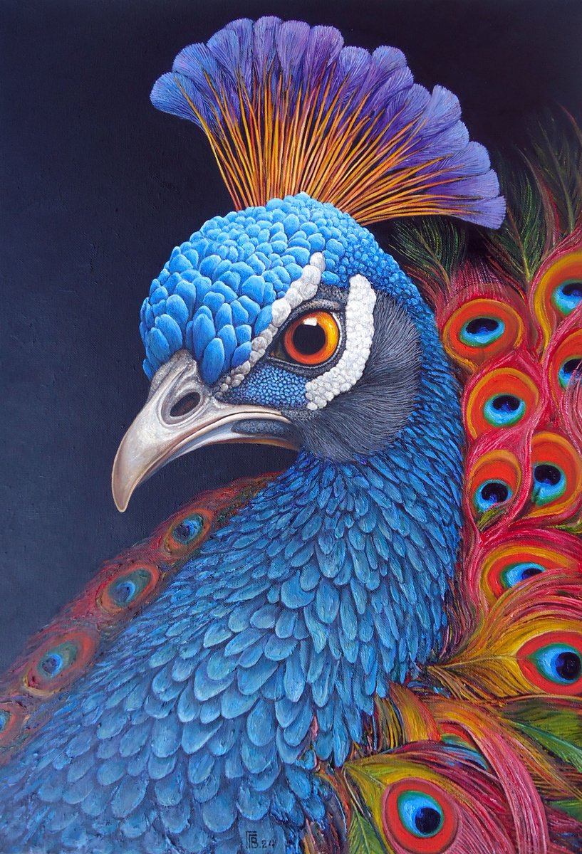 Photorealistic Animal Oil Painting By Grigor Velev, 18 X 26, Majestic Gaze, Original Artwork