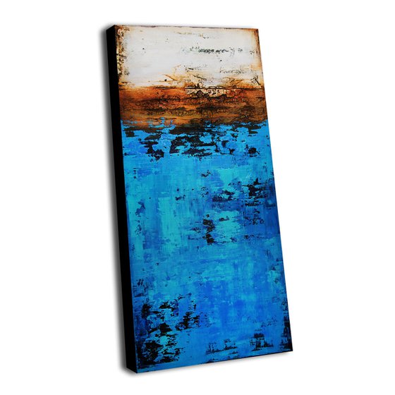 DOWN BY THE SEA * 47.2" x 19.7" * ABSTRACT ART ON CANVAS * ACRYLIC PAINTING * TEXTURED