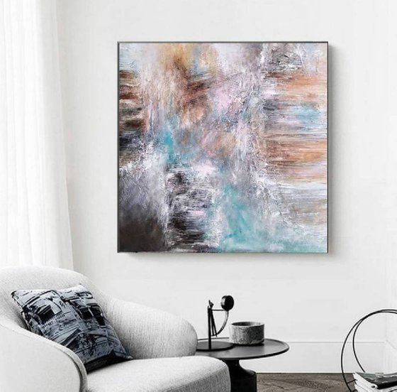 Ocean  Dreams 100x100cm Abstract Textured Painting