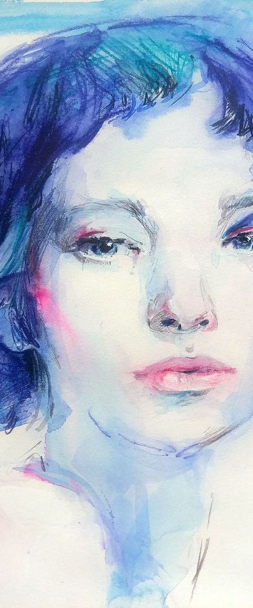 Teenagers. Mia the girl with blue unusual hair by Daria Yablon-Soloviova