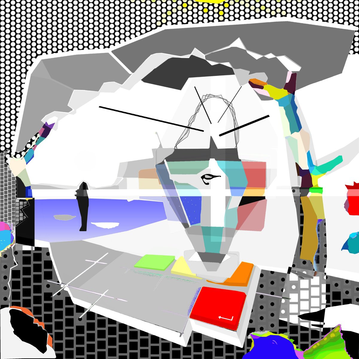 Surrealistic Cityscapes Giclee Print By Alejos, 17 X 17, The Mouth, Original Artwork