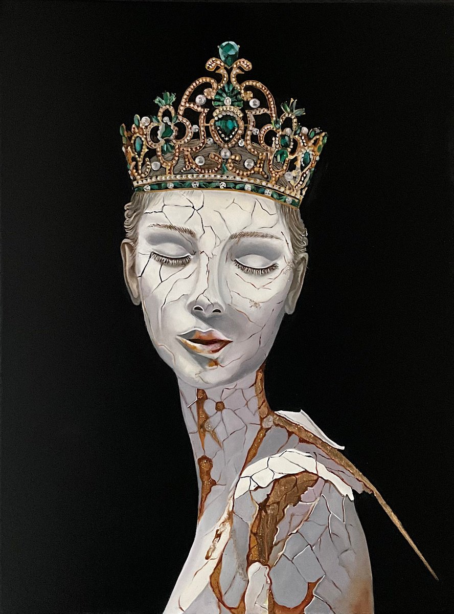 Expressive Portrait Oil Painting By Natalia Lugovskaya, 30 X 39", Rebirth. Sequel #3., Original Artwork