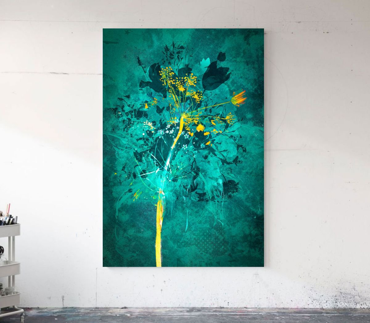 Botanical Painting By Teis Albers, 31 X 47", Digging Deep, Original Artwork