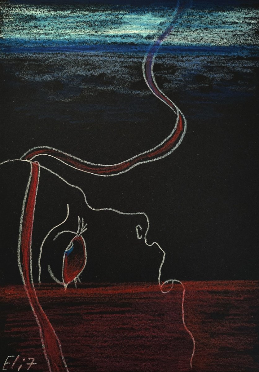 Expressive Pencil Drawing , Out Of The Depths Have I Cried Unto Thee, O Lord! By Elisheva Nesis, 9 X 13, Artwork For Sale On Artfinder