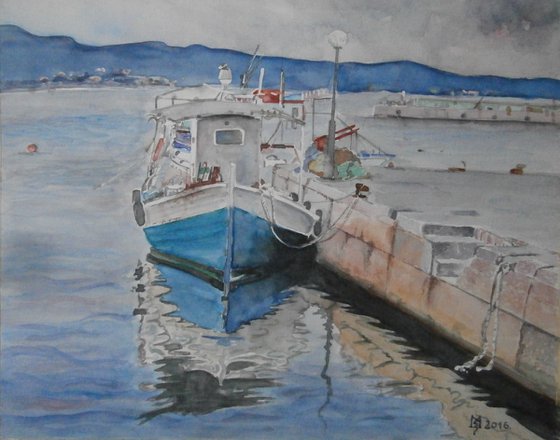 BLUE BOAT /32 x 26 cm