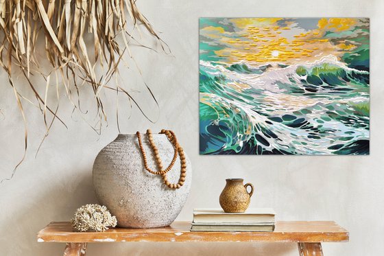 Turquoise emerald waves