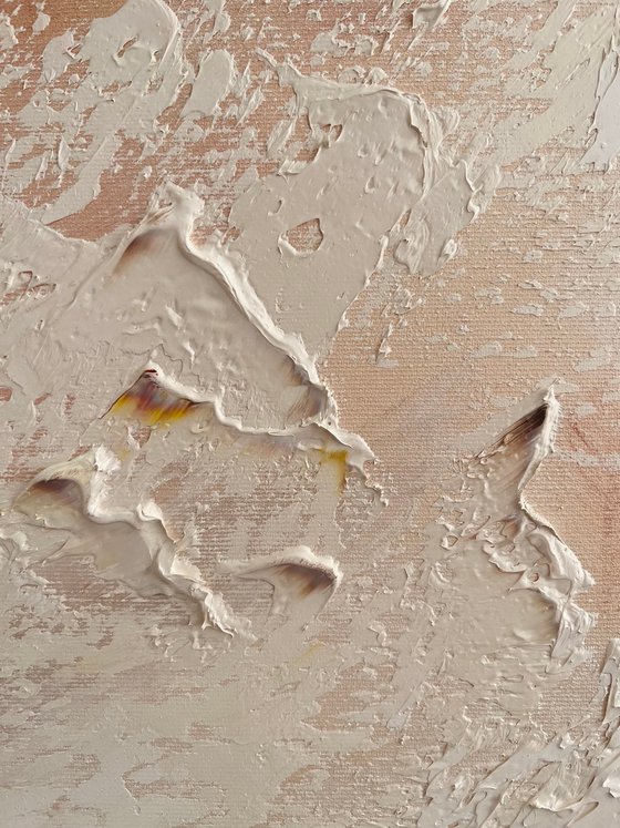 Beige modern flower painting.
