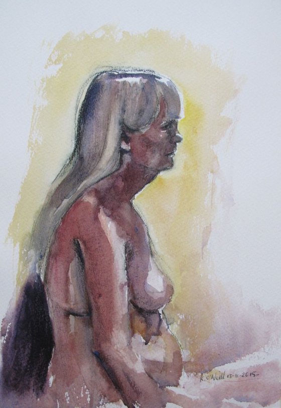 profile of seated female nude