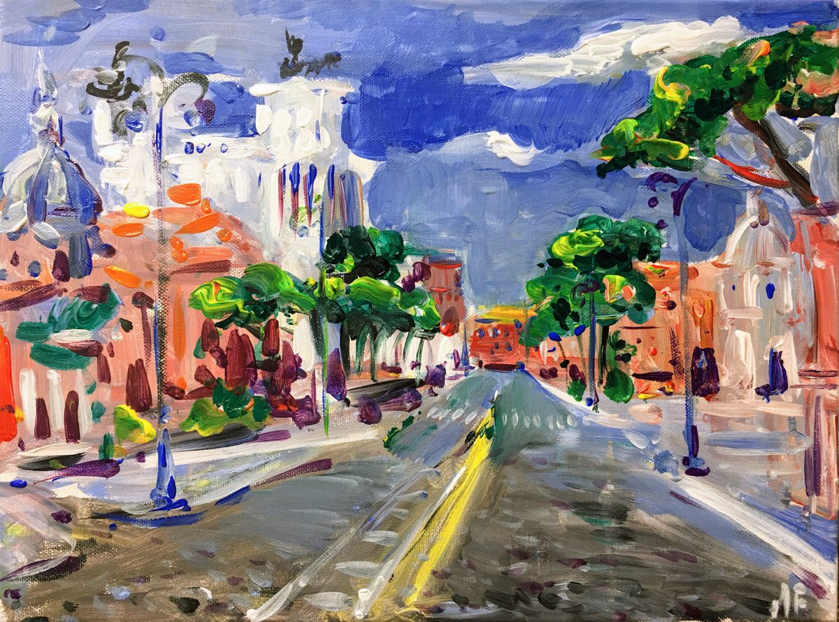Impressionistic Cityscapes Acrylic Painting By Altin Furxhi, 16 X 12, Rome Impression, Original Artwork