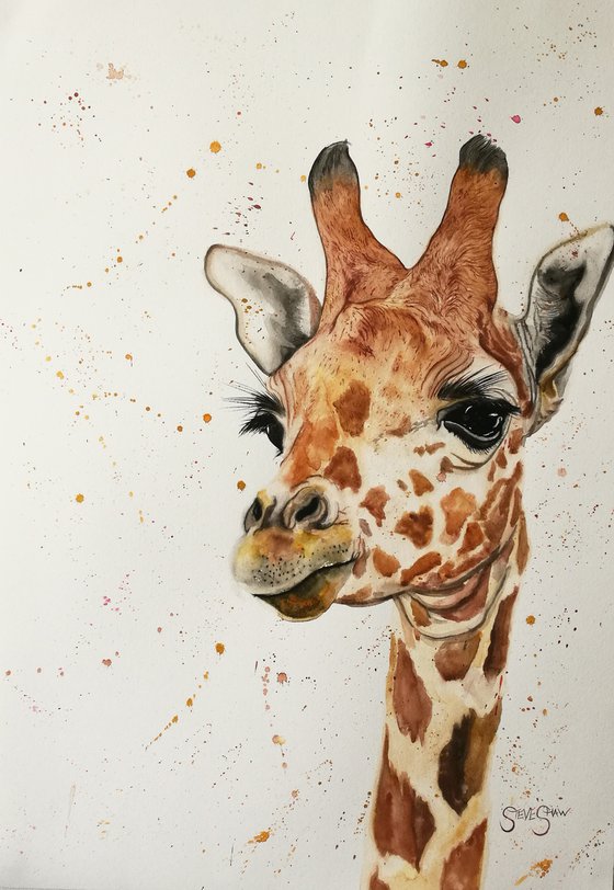 Calm and Pleasant Creature. Giraffe watercolour painting. Free Shipping
