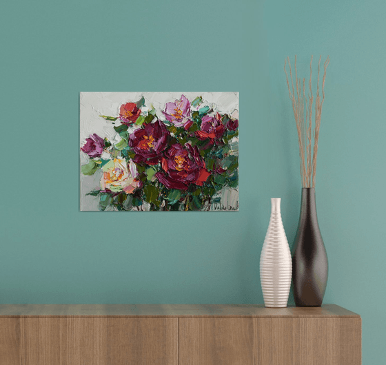 Roses impasto painting - Original oil painting