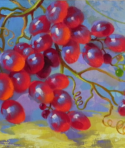 "Grapes" Original art Kitchen decor 2021 by Tetiana Novikova