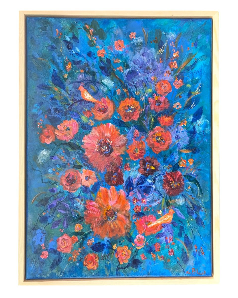 Blue Garden By Loetitia Pillault, 21 X 29, Artwork For Sale On Artfinder