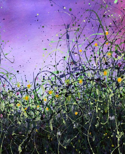 Star Rise #3 - Large 122 x 64 cm - Original abstract floral painting by Cecilia Frigati