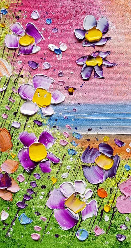 "Peach Beach & Flowers in Love" by Phil Broad