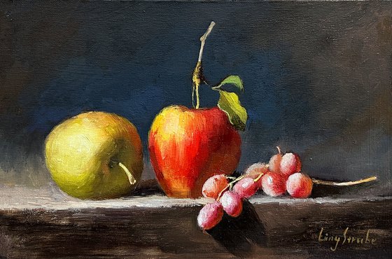 Apple and Grapes Still Life #2