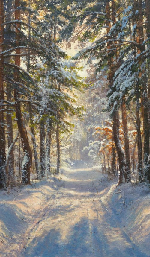 Morning in the winter forest by Viktar Yushkevich YUVART