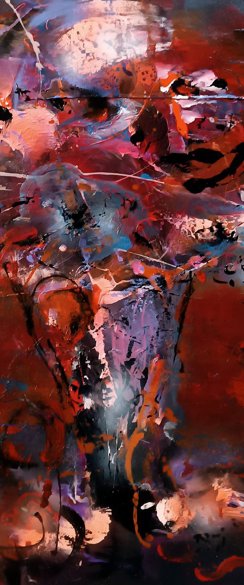 Framed beautiful fascinating red colors still life about time passing master O Kloska by Kloska Ovidiu