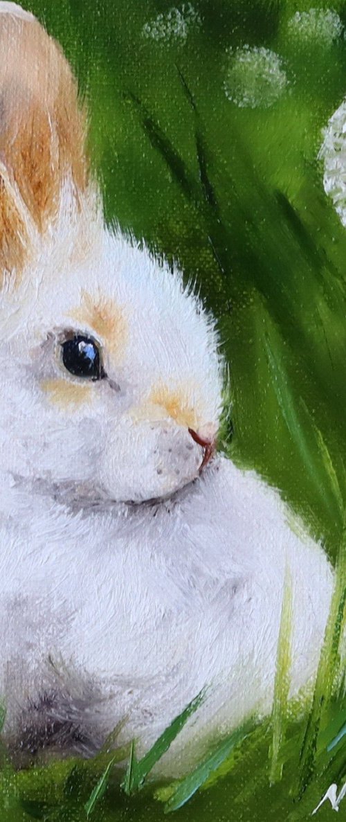 White Rabbit with Dandelion by Natalia Shaykina