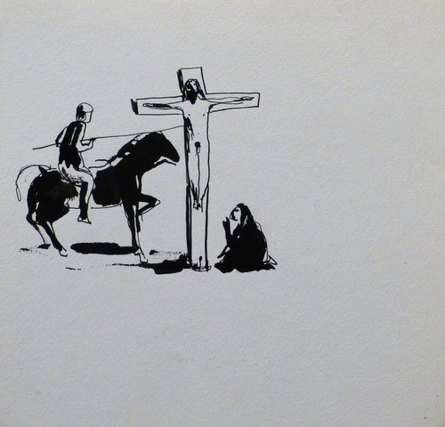 Crucifixion, 25x25 cm by Frederic Belaubre
