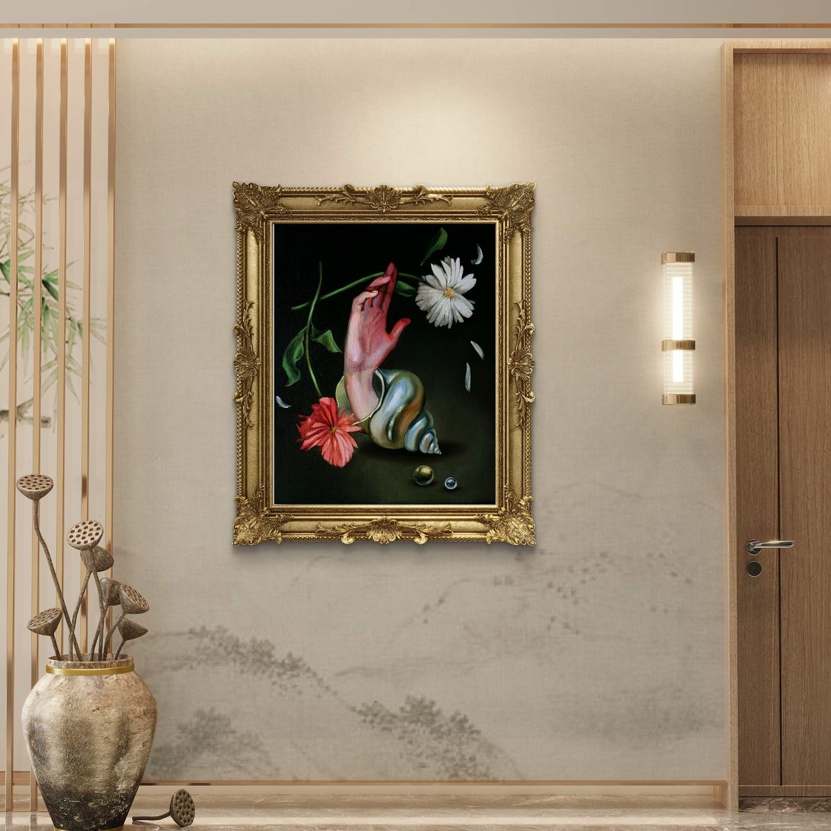 Surrealistic Still Life Oil Painting By Dita Galas, 16 X 20, When The Time Has Come, Original Artwork