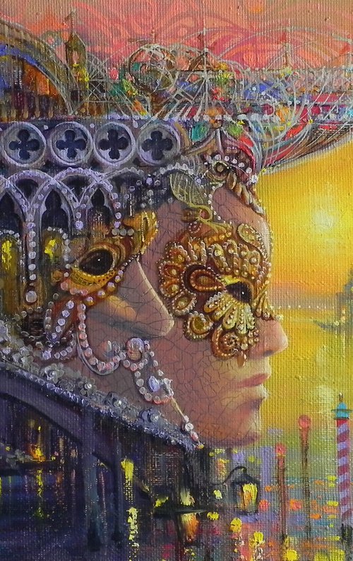 "Carnival Travel" Original painting Oil on canvas Home decor by Yurii Novikov