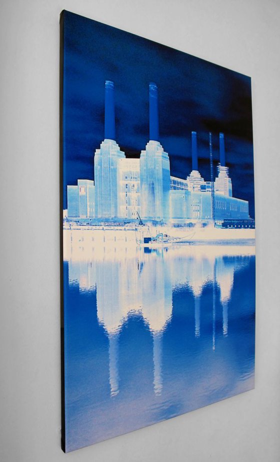 BATTERSEA BLUE ON CANVAS (LIMITED EDITION 3/10) 24" x 36" inches 40mm Border