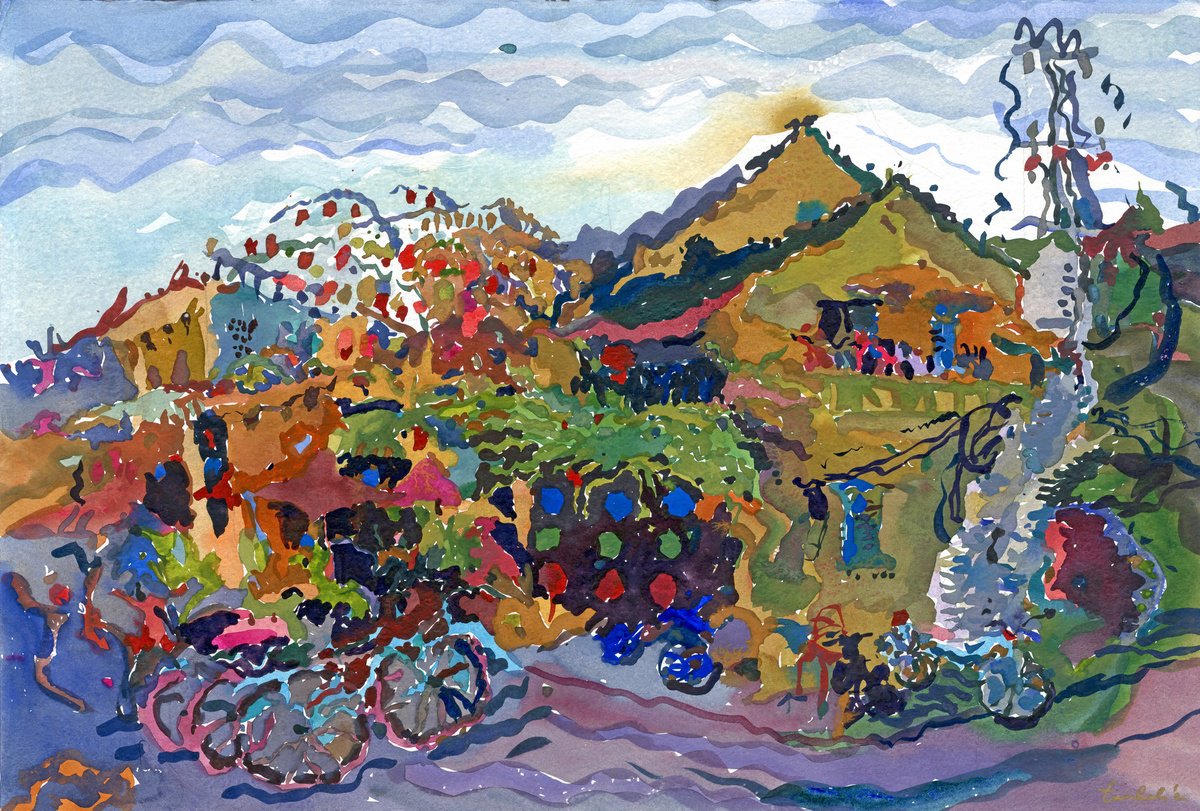 Impressionistic Cityscapes Watercolour By Tanbelia, 22 X 15", Hoi An Street, Original Artwork