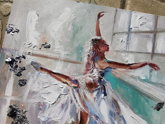 Ballerina oil painting, Ballet dancer canvas art