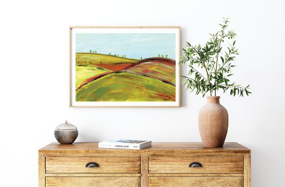 Abstract Impressionist Landscape Rural life of tranquility