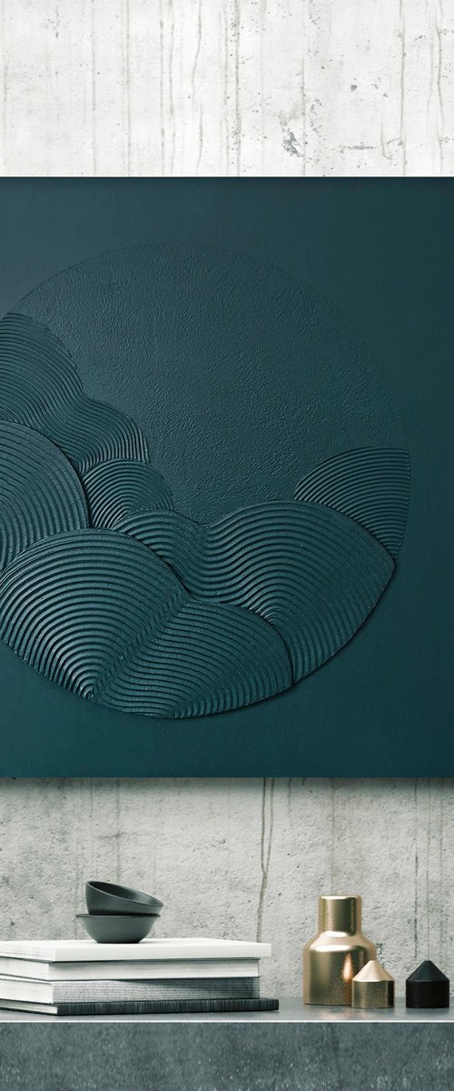 "Teal Waves" Abstract teal textured art by Alex