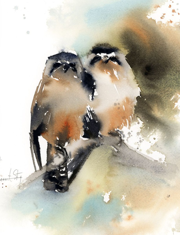 Birds Couple Loose Style Painting Artfinder
