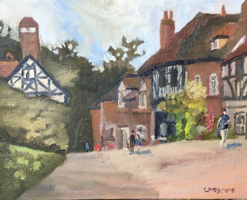 Traditional Chilham village, an oil painting by Julian Lovegrove Art