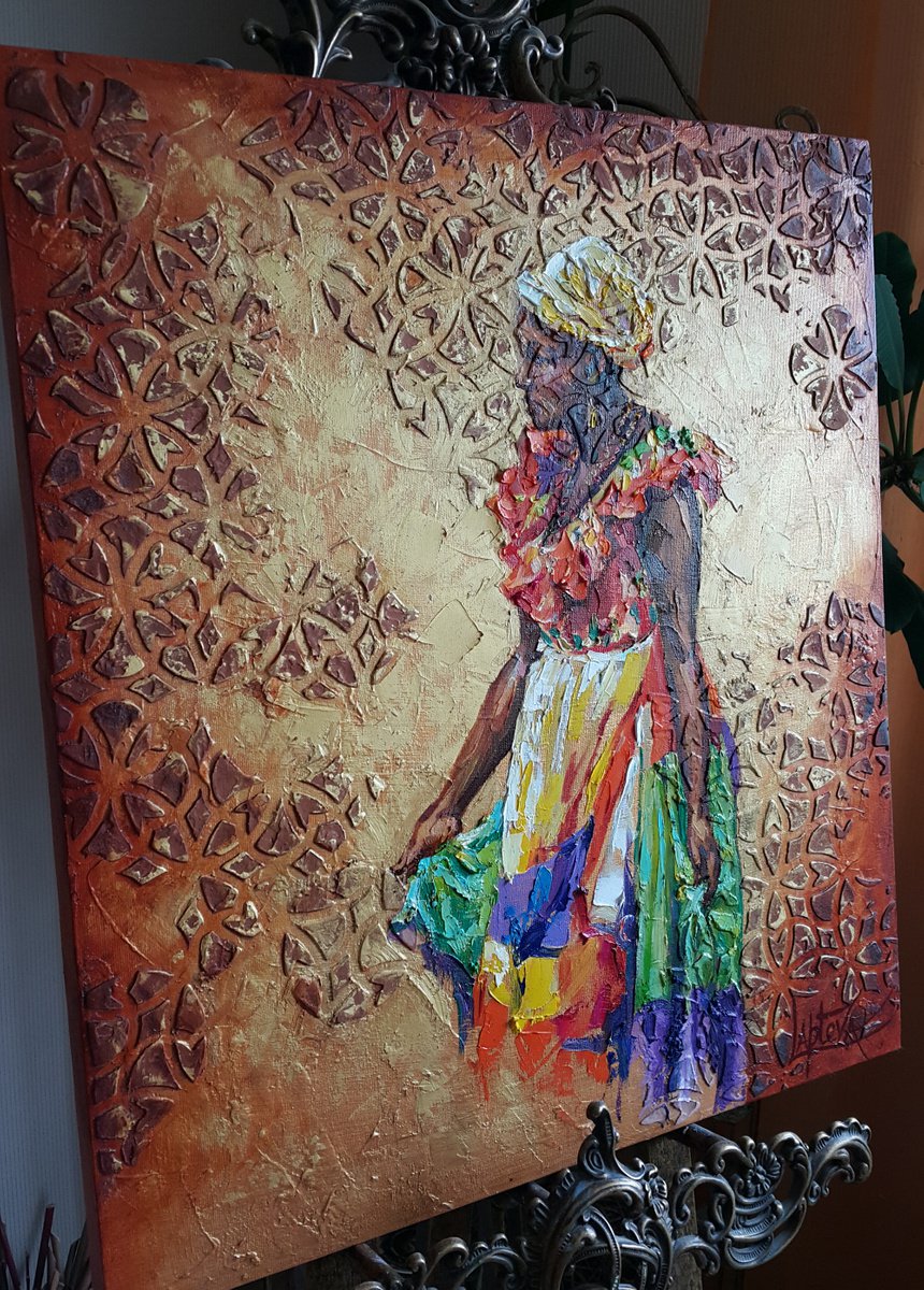 Original Oil Painting - Portrait of African Woman by Viktoria Lapteva