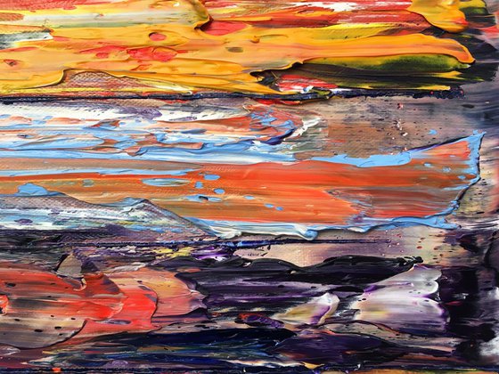 "All Structures Are Unstable" - Original Highly Textured PMS Abstract Oil Painting On Canvas - 36" x 18"